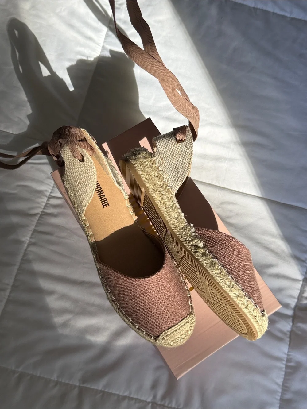 BRAND NEW CUSHIONAIRE Talisa Choclate brown Espadrille Wedge Sandals